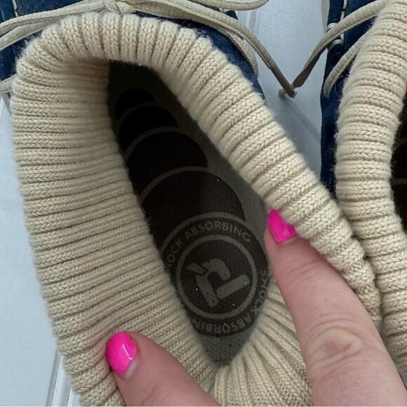 Propet Leather Cardigan Fold Over Moccasin Comfort Suede Skip On Boot Blue 7 - Picture 8 of 10